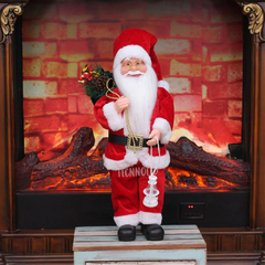 Boneco Papai Noel Saco e Caixa de Presente Natal Vermelho Luxo 45cm Enfeite P05 - comprar online