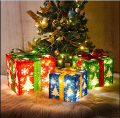 Imagem do Kit Caixas De Presente Feliz Natal 3 Tamanhos Bivolt INTERNO E EXTERNO