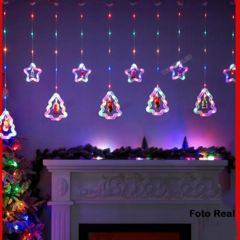 Cascata Cortina fio de fada 130 LEDs RGB Colorido 5 estrelas e 5 arvores figuras natalinas Bivolt - comprar online