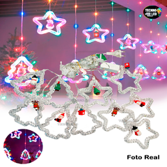 Cascata Cortina fio de fada 130 LEDs RGB Colorido 5 estrelas e 5 arvores figuras natalinas Bivolt - comprar online