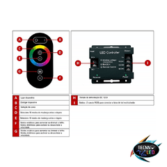 Controladora Rgb Fita Led Controle Sem Fio Touch 12v/24v - comprar online