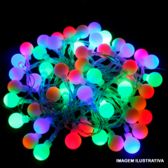 Imagem do Cordão 20 LEDs Pisca Pisca bolinhas foscas Bivolt RGB Colorido