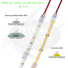 Conector Plug Emenda 2 vias Para fita de Led 12V 10mm 5050 3528 TL-1582 - loja online