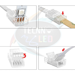 Conector Plug Emenda 4 vias Para fita de Led RGB 12V 10mm 5050 3528 TL-1578 na internet