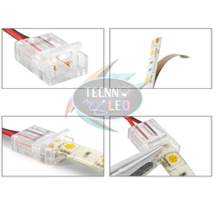 Conector Plug Emenda 2 Vias Para fita de Led 12V Comprido 2 Pontas 10mm 5050 3528 TL-1579 - Tecnnoled