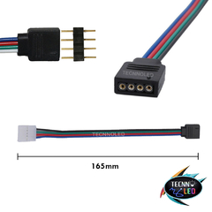 Conector Plug Emenda 4 vias para fita de led RGB Comprido 2 pontas 10mm Tipo L TL-1583 na internet