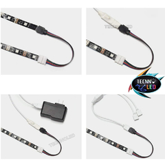 Conector Plug Emenda 4 vias para fita de led RGB Comprido 2 pontas 10mm Tipo L TL-1583 - Tecnnoled