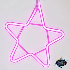 Estrela Luzes Neon Pendente para Decoração 30cm Rosa Pink Ip44 110v ou 220v - Tecnnoled