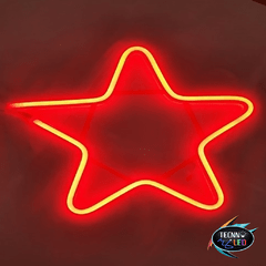 Estrela Luzes Neon Pendente para Decoração 30cm Vermelho Ip44 110v ou 220v - comprar online