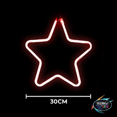 Estrela Luzes Neon Pendente para Decoração 30cm Vermelho Ip44 110v ou 220v - Tecnnoled