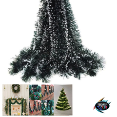 Festão Luxo 11cm Verde Natal ponta nevada 2mt para decoração