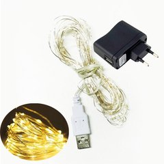 Fio de Fada arame Branco Quente USB 5mt tomada 50 leds