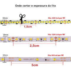 Fita Led SMD 3528 12v 90w 1200 Leds IP20 Branco Quente 3000K 3500k - loja online