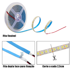 Fita 600 Led Smd 5054 90w 12v Ip20 Branco Quente 2800-3000k - comprar online