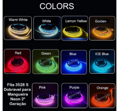 Mangueira Led Neon 2 Segunda Geracao 8mm + Fita de Led 3528S Dobravel 12v 600L rolo com 10mts Azul - loja online