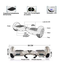 Overboard Skate Elétrico Smart 6.5 Polegadas Led Bluetooth - Tecnnoled