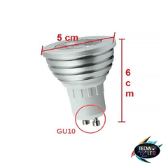 Lâmpada Led Dicroica Rgb 3w C/Controle Bivolt - comprar online