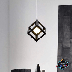 Luminária Pendente Lustre Quadrado Geometrico Retro Vintage - comprar online