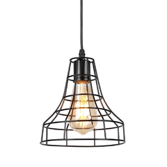 Lustre Pendente Aramado Luminaria Retro Preto