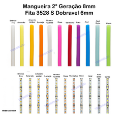 Imagem do 10mt Mangueira Neon 2 Segunda Geracao 8mm + Fita 3528S Dobravel 12v 600L rolo com 10mts Amarelo Ambar + Fresa + 2 cortador