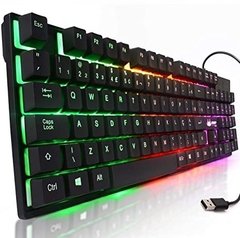 Teclado Gamer Semi Mecanico Pc Usb Abnt2 Led Rgb Iluminado