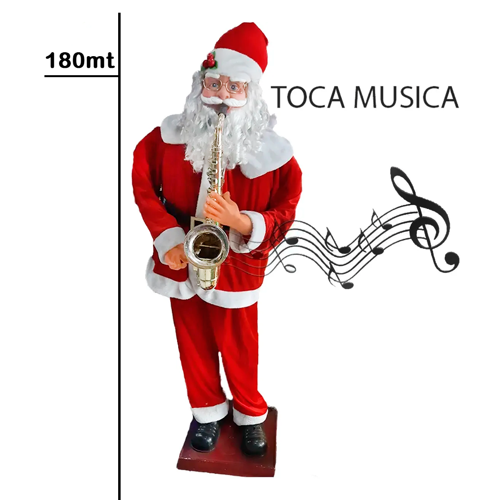 PAPAI NOEL MUSICAL COM MOVIMENTO XADREZ COM SAXSOFONE E LED - PAPAI NOEL  MUSICAL COM MOVIMENTO XADREZ COM SAXSOFONE E LED - TODOS