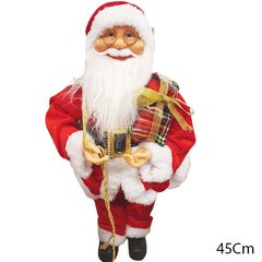 Boneco Papai Noel Saco e Caixa de Presente Natal Vermelho Luxo 45cm Enfeite P05 - Tecnnoled