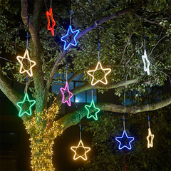 Estrela Luzes Neon Pendente para Decoração 30cm Branco Quente Ip44 110v ou 220v - Tecnnoled
