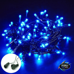 Pisca Fixo Macho Femea Led Com 100 Led 110v Azul - Tecnnoled