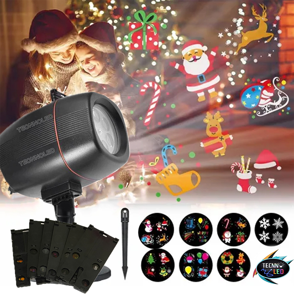 Projetor Led Natalino Decoração Natal Laser Refletor 7 Slide