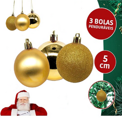 Bolas Para Árvore De Natal Enfeite Decoração 5cm 6 unidade Dourada