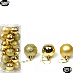 Bolas Para Árvore De Natal Enfeite Decoração 3cm 9 unidade Dourada