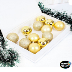 Bolas Para Árvore De Natal Enfeite Decoração 3cm 9 unidade Dourada - comprar online