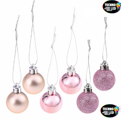 Bolas Para Árvore De Natal Enfeite Decoração 5cm 6 unidade Rosa gold