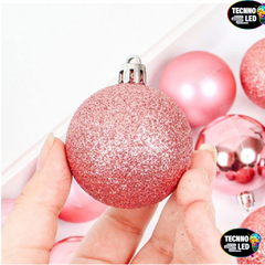 Bolas Para Árvore De Natal Enfeite Decoração 5cm 6 unidade Rosa gold