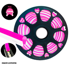 Mangueira Led Neon 2 Segunda Geracao 6mm + Fita de Led 3528S Dobravel 12v 600L rolo com 10mts Rosa Pink