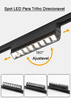 Spot para Trilho de Led 35W Acabamento Preto Direcionavel Branco Quent - loja online