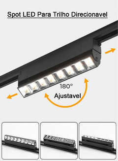 Imagem do Spot para Trilho de Led 25W Acabamento Preto Direcionavel Branco Quente