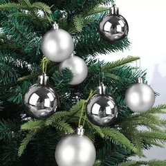 Bolas Para Árvore De Natal Enfeite Decoração 3cm 9 unidade Cinza - Tecnnoled