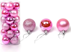 Bolas Para Árvore De Natal Enfeite Decoração 3cm 9 unidade Rosa pink