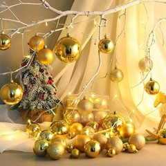 Bolas Para Árvore De Natal Enfeite Decoração 3cm 9 unidade Dourada - Tecnnoled