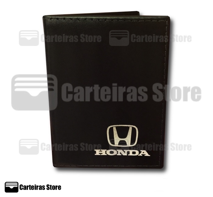 Carteira porta Documento em couro Honda (Logo Prata)