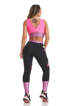 LEGGING NAKAY COMPRESS / PRETO E PINK CAJUBRASIL - comprar online