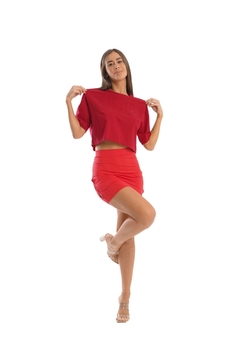 CAMISETA CROPPED MANGA CURTA SIRENA 27308 VERMELHO LABELLAMAFIA - BE Fitness store