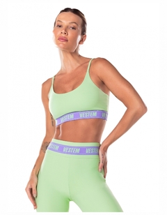 TOP ELÁSTICO PERSONALIZADO HERA - 029917 - C0280 - VERDE MENTA - VESTEM - BE Fitness store