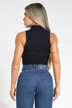 BLUSA CANELADA PREMIUM 7924 PRETA MARIA GUEIXA - comprar online