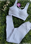 CONJUNTO TOP E LEGGING JACQUARD BASICO BRANCO COD 190