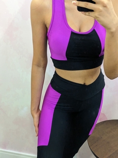 CONJUNTO LEGGING FITNESS ALINE PRETO / FUCSIA - comprar online