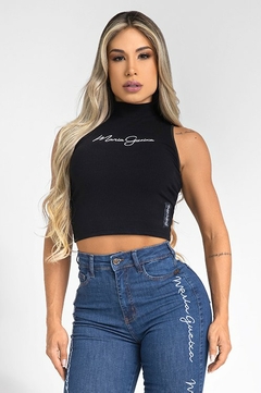 BLUSA CANELADA PREMIUM 7924 PRETA MARIA GUEIXA