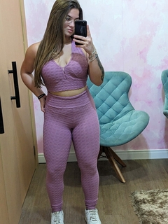 CONJUNTO LEGGING MAIS TOP JACARD 8938 ROSA ANTIGO